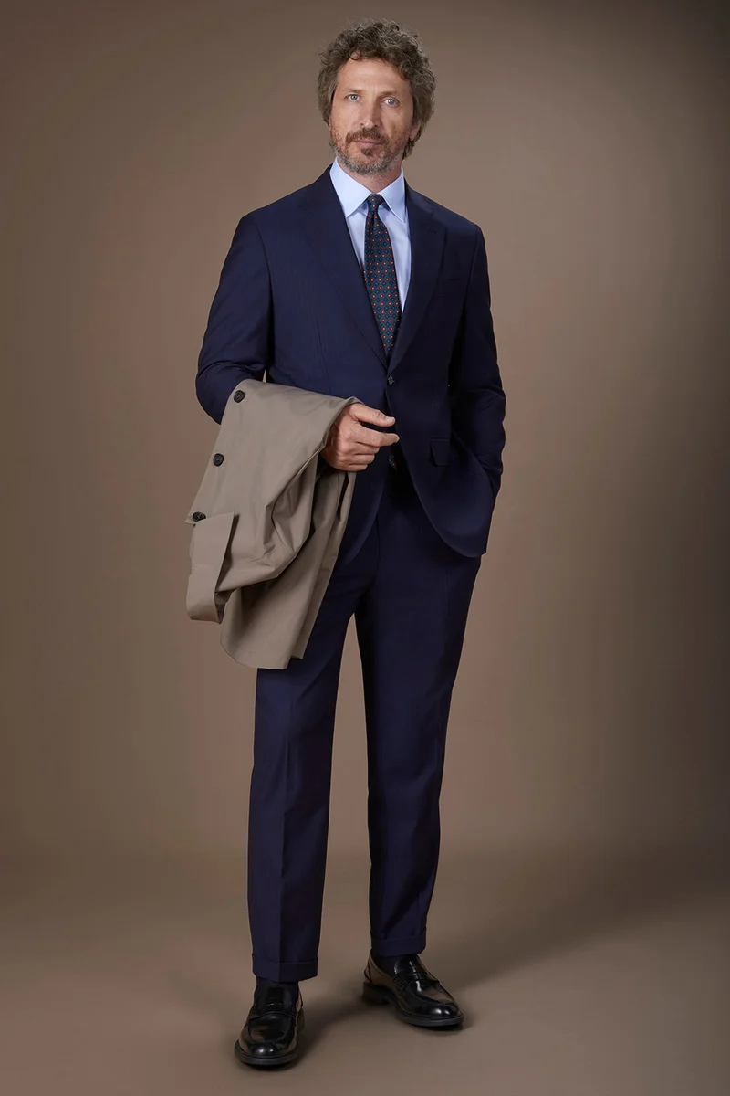 دوبل غانغر Men's single-breasted suit - DK Blue