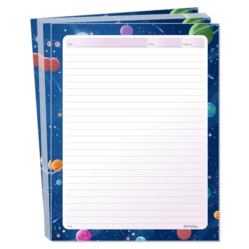 ARTYSCALE A4 Designer Multicolour Project Paper Sheet (One Side Ruled) for School, Colleges Assignments, Creative Art & Craft Practical Work (80, Space Art) - Image 1