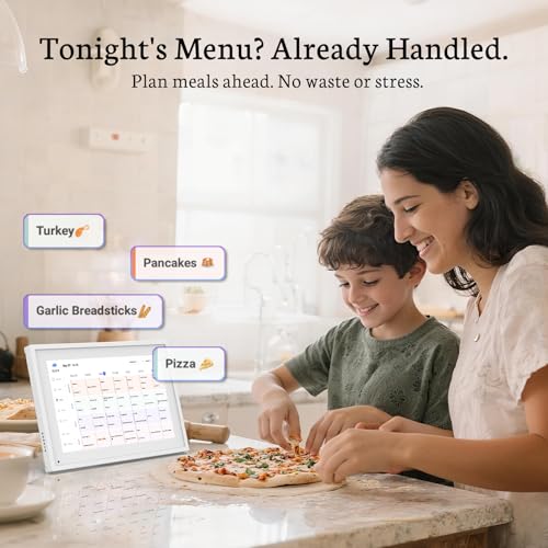 BSIMB 10.1 Inch Digital Calendar - Chore Chart, Meal Planner, Rewards System, Photo Display, Smart Electronic Calendar Touchscreen Interactive Display for Family Schedules Seamless Scheduling White - Image 5