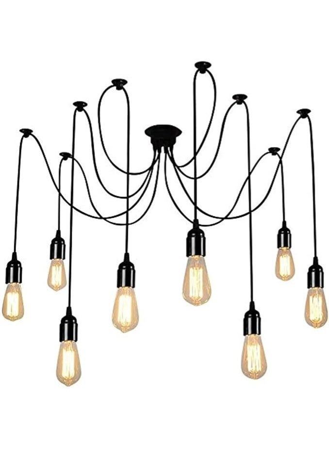 SUN SHINE Vintage Black Chandeliers Industrial Multiple Adjustable DIY Ceiling Spider Pendant Lighting - Image 1