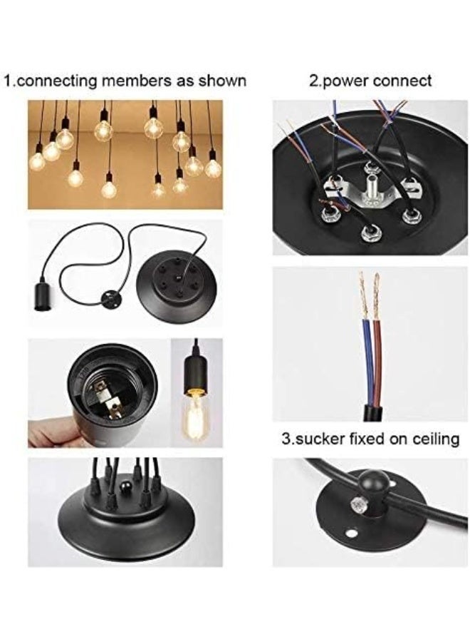 SUN SHINE Vintage Black Chandeliers Industrial Multiple Adjustable DIY Ceiling Spider Pendant Lighting - Image 3