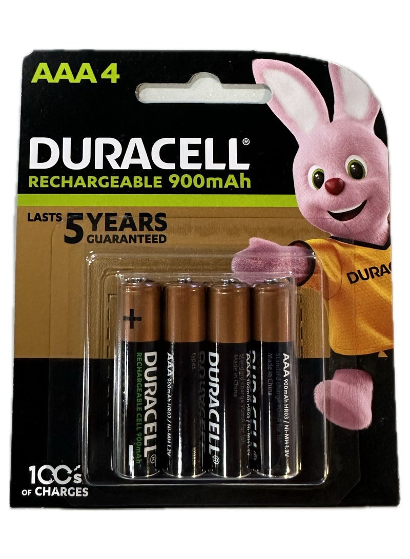 دوراسيل بطاريات دوراسيل AAA قابلة للشحن بقوة 900 مللي أمبير في الساعة، عبوة من 4 قطع - Image 1