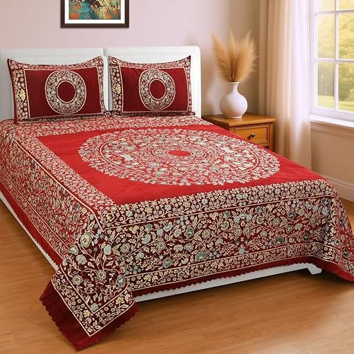 jayvaam Luxury Velvet Bedsheet – King Size Luxury Bed Sheet – Ultra Soft, Cozy & Warm Bedding for Bedroom – Hypoallergenic & Elegant Velvet Texture (Black Berry 01 MEHROON, Velvet Bedsheet) - Image 1