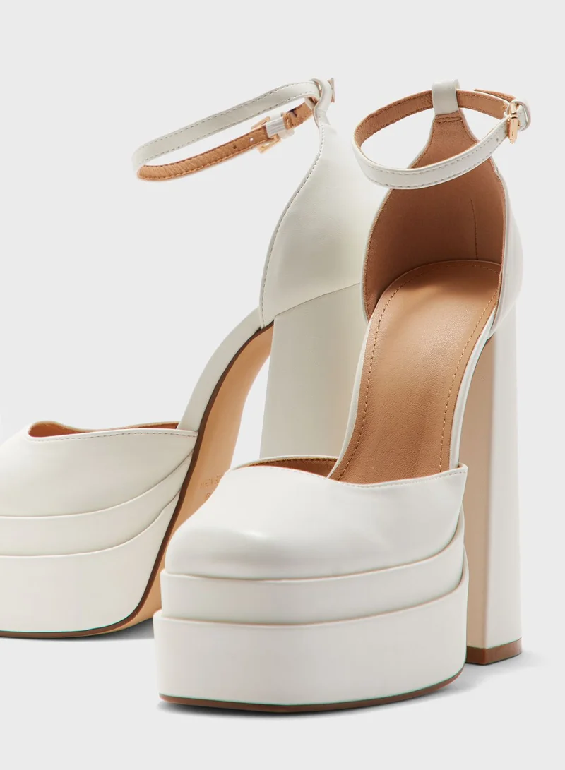 Truffle Double Platform Satin Pump