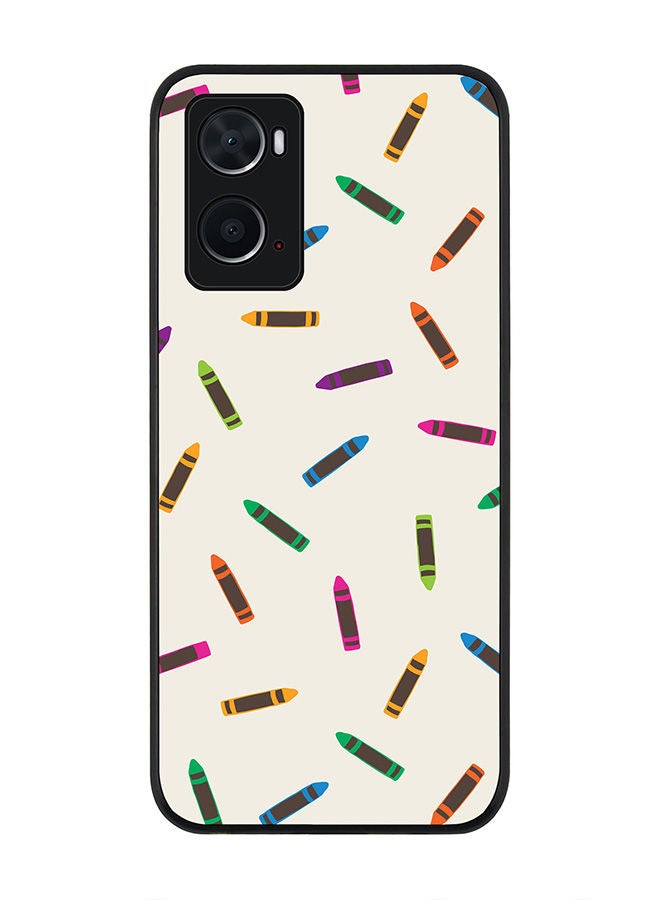Stylizedd Rugged Black edge case for Oppo A96 4G/A36/A76 Slim fit Soft Case Flexible Rubber Edges Anti Drop TPU Gel Thin Cover - Crayon Pary  - Image 1