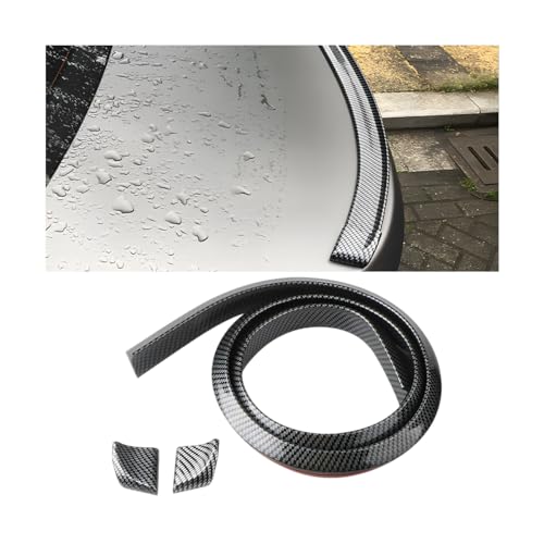 Ywdiml Car Rear Spoiler Roof Lip Kit 3D Carbon Fiber Rubber Trunk Spoiler Trim Strip Sticker Bar PunchFree Installation Automotive Exterior Decorations Universal for Vehicles Carbon Fiber Black - Image 1