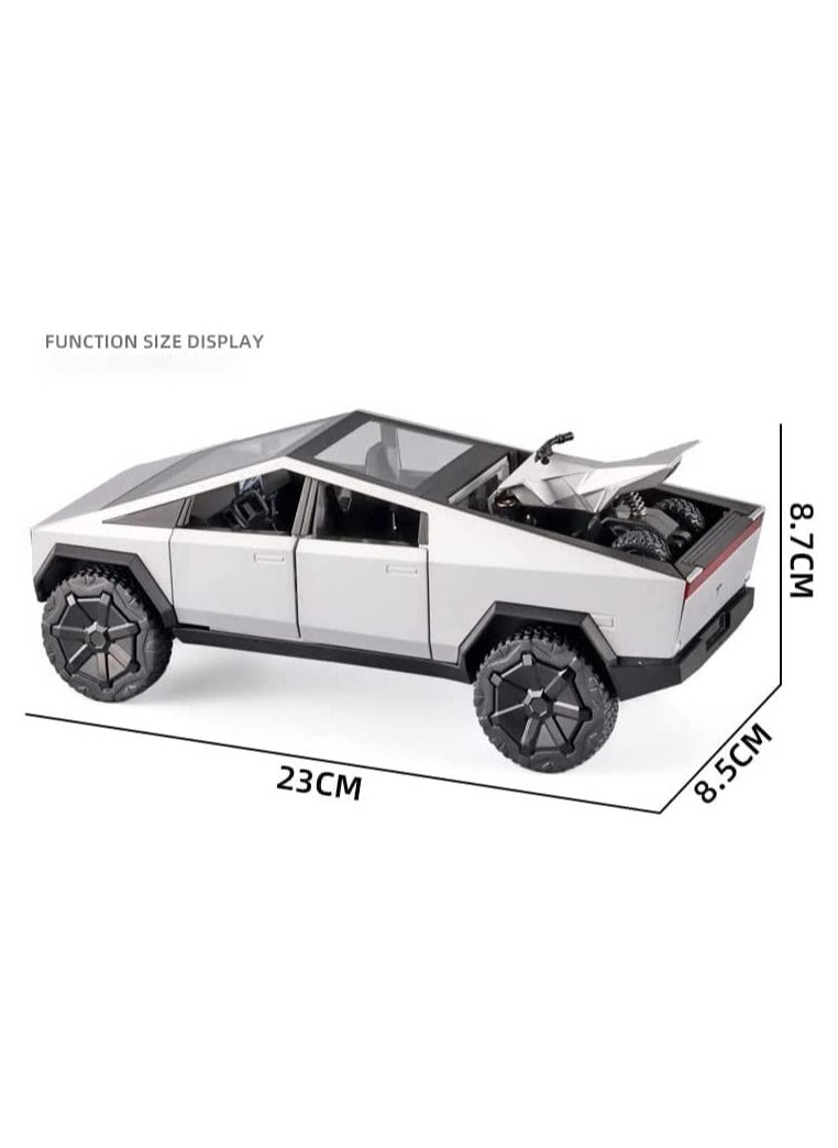 TOY GARDEN 1:24 Tesla Cybertruck Diecast Model with Motorcycle | Light & Sound Effects | Alloy Construction | Collectible Toy Car | Gift for Kids & Adults  - Image 2