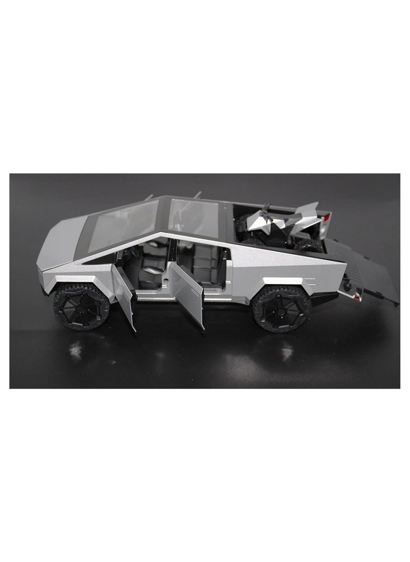 TOY GARDEN 1:24 Tesla Cybertruck Diecast Model with Motorcycle | Light & Sound Effects | Alloy Construction | Collectible Toy Car | Gift for Kids & Adults  - Image 1