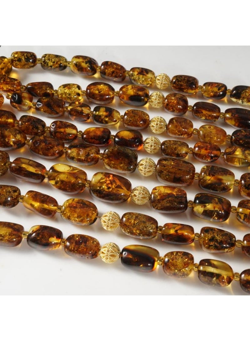 TranquilBeads Natural Baltic Flower Amber Tasbih with Certificate, 33-Bead Misbaha Prayer Beads with Golden Tassel and Gift Box for Men, Father or Husband, Ramadan, Eid and Birthday Gift - Image 4