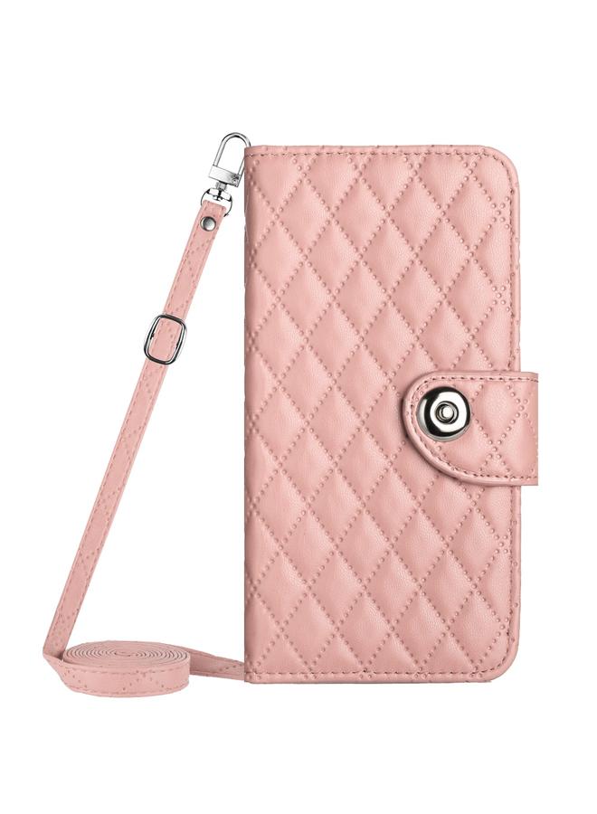 Zaboon Case For iPhone 13 Pro Max Rhombic Texture Flip Leather Phone Case with Long Lanyard - Image 2