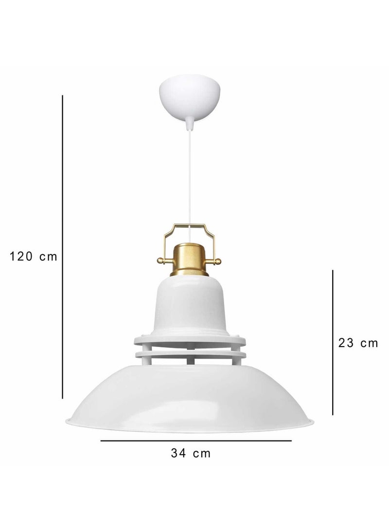 White Industrial Pendant Light with Gold Detail – Bold Elegance for Contemporary Spaces - Image 1