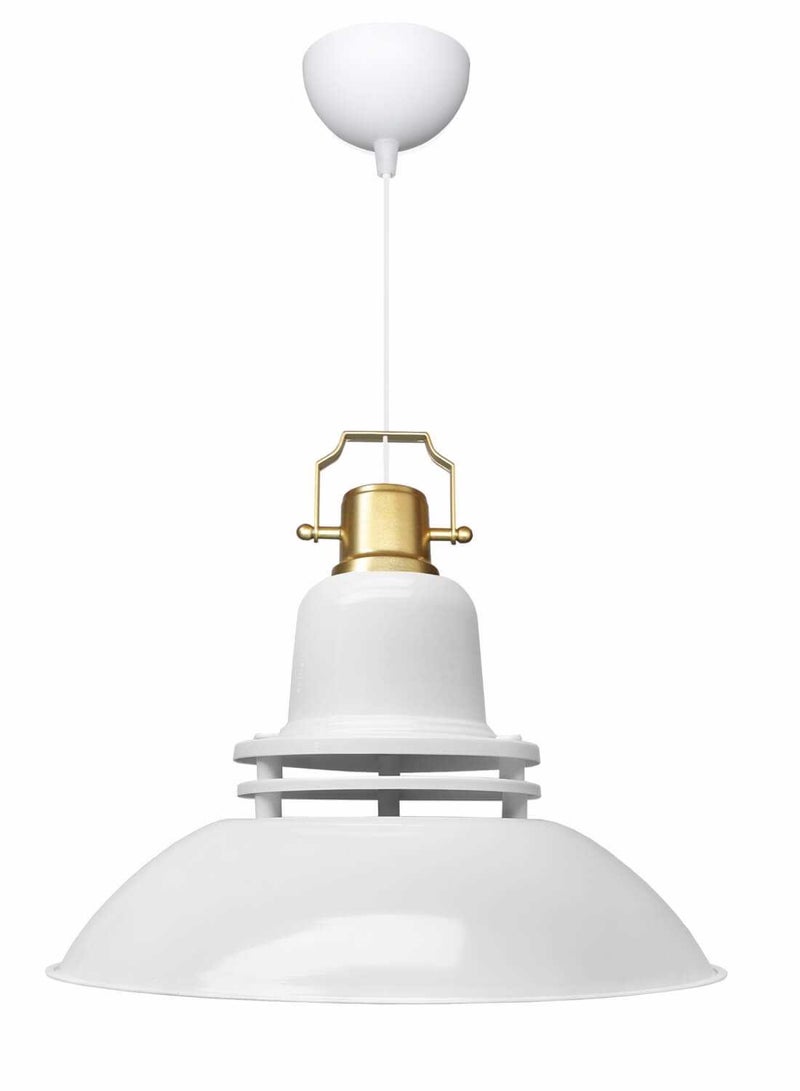 White Industrial Pendant Light with Gold Detail – Bold Elegance for Contemporary Spaces - Image 5