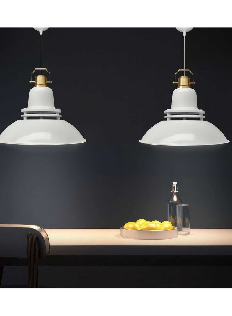 White Industrial Pendant Light with Gold Detail – Bold Elegance for Contemporary Spaces - Image 2