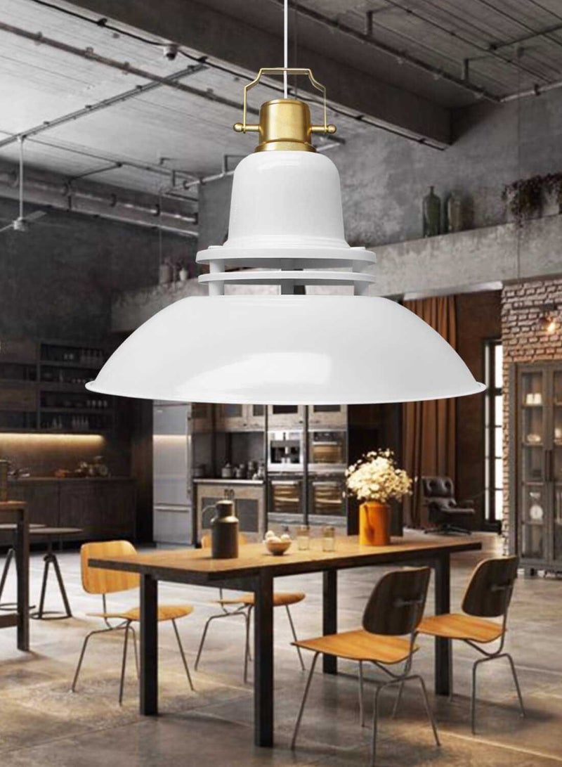 White Industrial Pendant Light with Gold Detail – Bold Elegance for Contemporary Spaces - Image 3