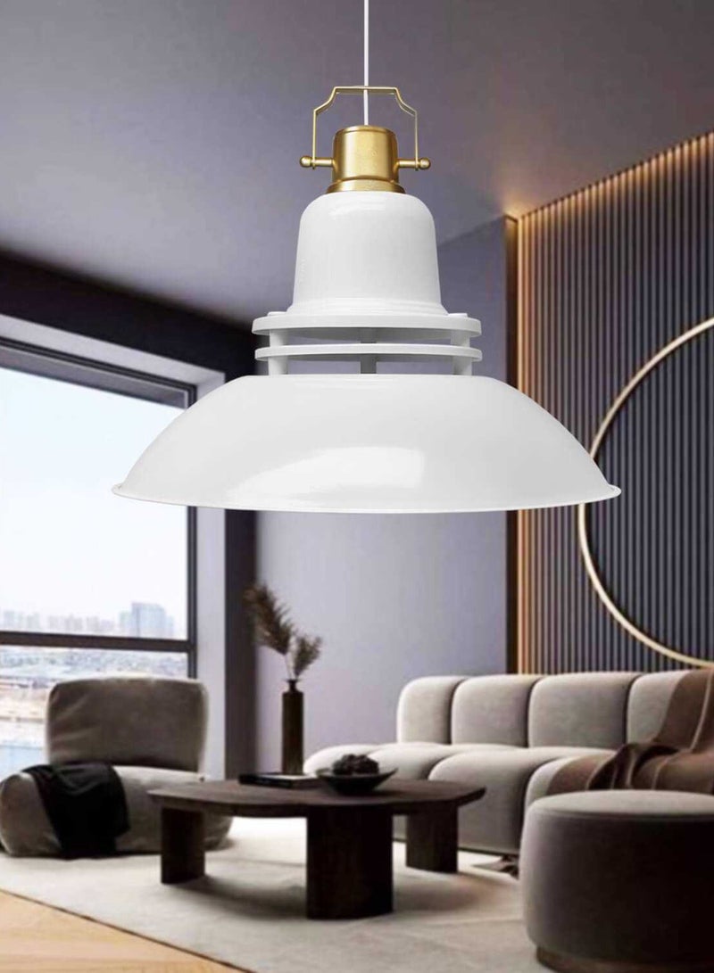 White Industrial Pendant Light with Gold Detail – Bold Elegance for Contemporary Spaces - Image 4