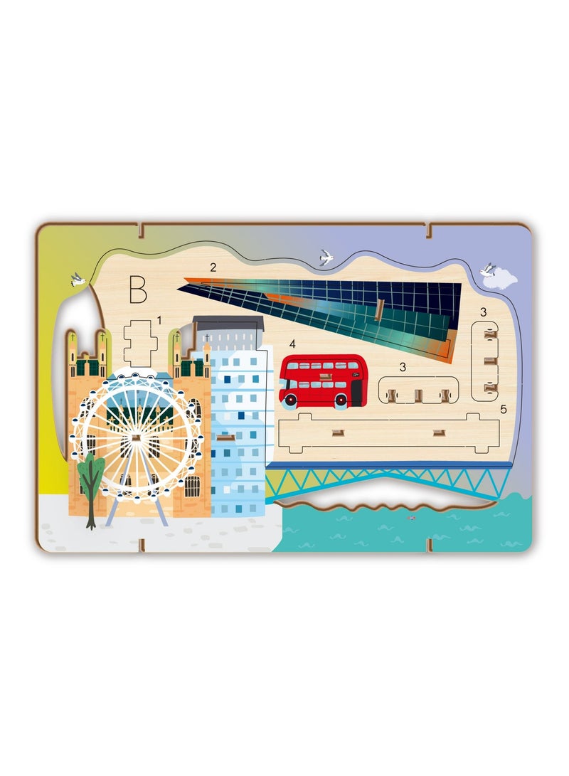 Avenir - Let’s Travel Together 3D Cityscape Puzzle – London Wooden DIY Model Kit | Build Famous Landmarks with Illustrated Guide | Educational Travel Gift for Kids & Adults - Image 5