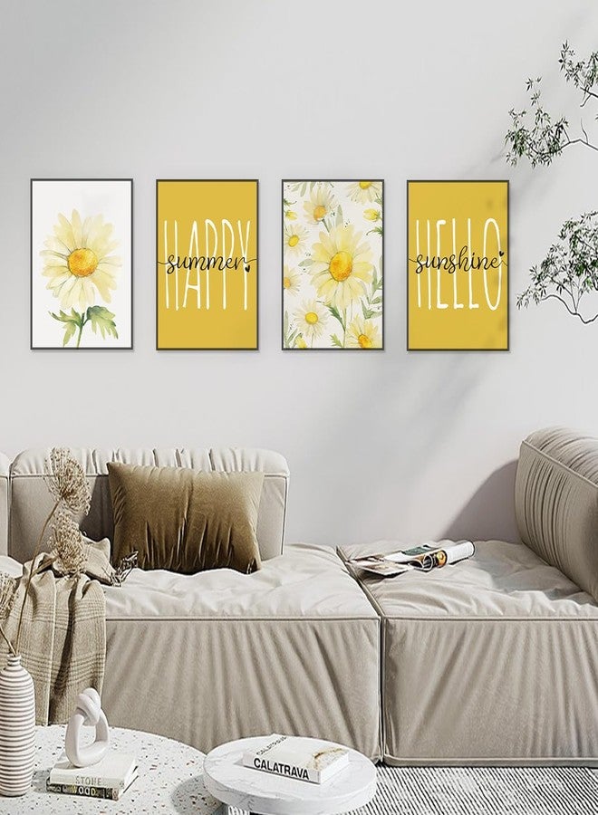 PLKMN Summer Yellow Daisy Decor Set of 4, Daisy Wall Decor, Summer Decor, Summer Decorations for Home, Summer Room Decor, 8x10 (Unframed) - Image 4