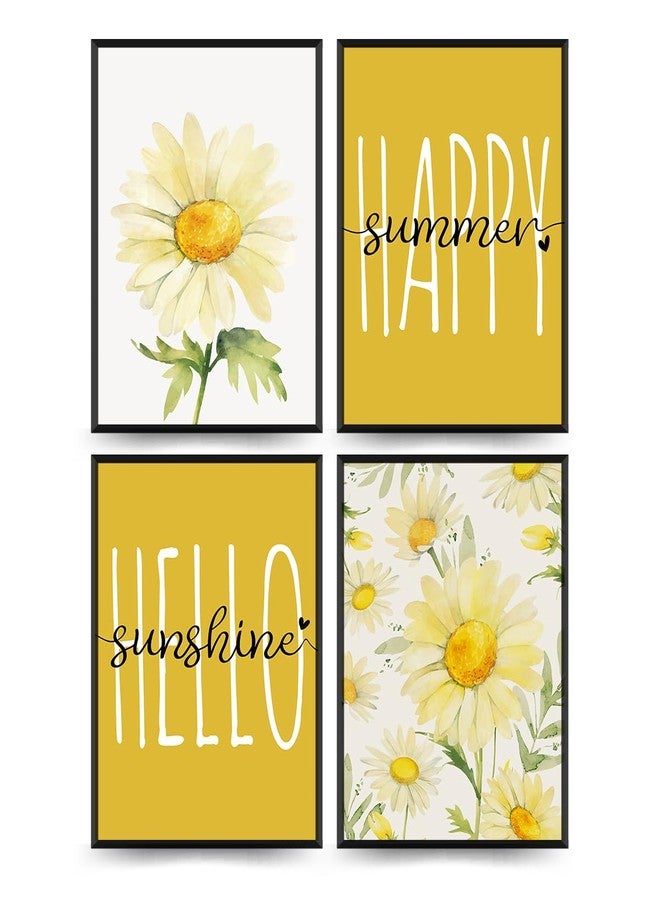 PLKMN Summer Yellow Daisy Decor Set of 4, Daisy Wall Decor, Summer Decor, Summer Decorations for Home, Summer Room Decor, 8x10 (Unframed) - Image 1