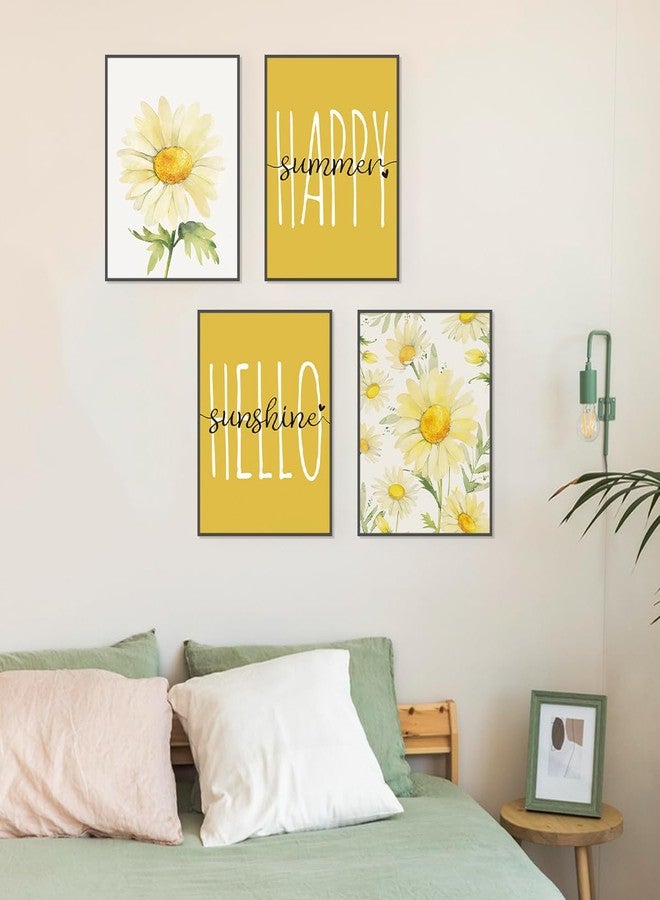 PLKMN Summer Yellow Daisy Decor Set of 4, Daisy Wall Decor, Summer Decor, Summer Decorations for Home, Summer Room Decor, 8x10 (Unframed) - Image 2