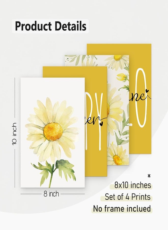PLKMN Summer Yellow Daisy Decor Set of 4, Daisy Wall Decor, Summer Decor, Summer Decorations for Home, Summer Room Decor, 8x10 (Unframed) - Image 5