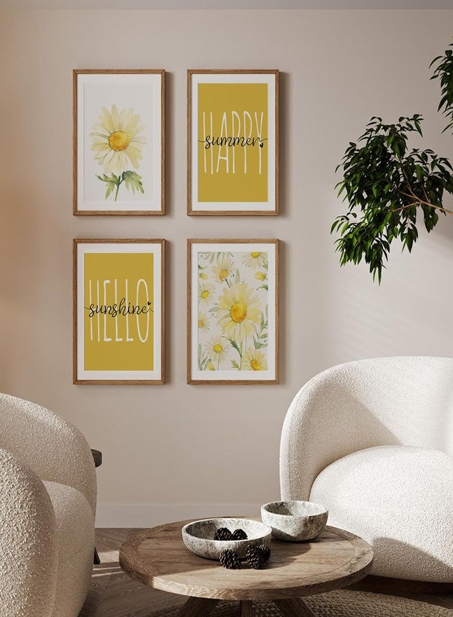 PLKMN Summer Yellow Daisy Decor Set of 4, Daisy Wall Decor, Summer Decor, Summer Decorations for Home, Summer Room Decor, 8x10 (Unframed) - Image 3