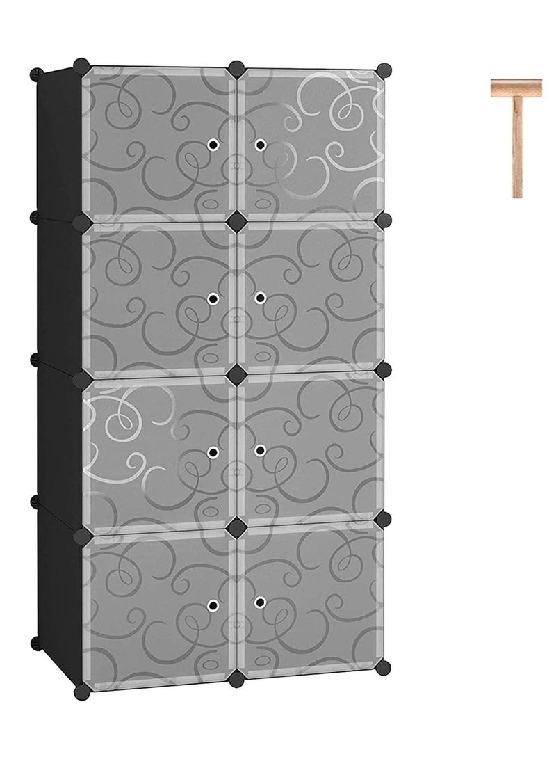 DubaiGallery Cube Storage Organizer, 8-Cube Closet Storage Shelves, DIY Plastic Closet Cabinet, Modular Bookcase, Storage Shelving with Doors for Bedroom, Living Room, Office, Black - Image 3