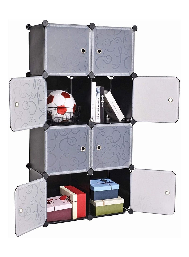 DubaiGallery Cube Storage Organizer, 8-Cube Closet Storage Shelves, DIY Plastic Closet Cabinet, Modular Bookcase, Storage Shelving with Doors for Bedroom, Living Room, Office, Black - Image 5