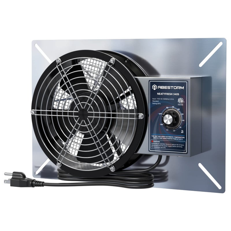 مروحة تهوية المساحات الضيقة Abestorm 540CFM IP55 للمنازل السفلية 87 بوصة مع ترموستات لحماية من التجمد ومزيل للرطوبة للمساحات الضيقة والعلوية والمرائب