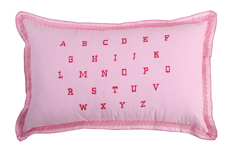 Rj Products ABCD Alphabetic Embroidered Cotton Pillow Cover - Set of 4 - Image 5