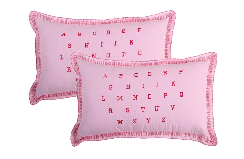 Rj Products ABCD Alphabetic Embroidered Cotton Pillow Cover - Set of 4 - Image 3