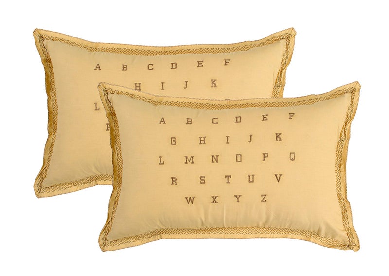 Rj Products ABCD Alphabetic Embroidered Cotton Pillow Cover - Set of 4 - Image 2