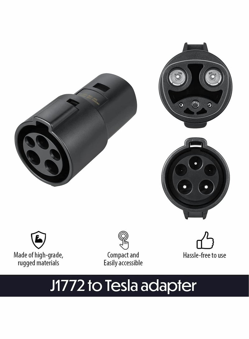 كاست ويف محول شحن J1772 إلى Tesla، 80A/240 VAC، IP54 SAE J1772 محول شاحن EV متوافق مع Tesla Model 3/Y/S/X، مخصص لمالكي Tesla فقط - Image 3