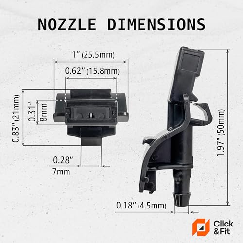 Click&Fit Front Windshield Washer Nozzles compatible with Toyota 2007-2023 Camry Corolla RAV4 Highlander Tundra, Lexus RX350 IS250 GX460 – Wiper washer sprayers replaces 85381-12300, (Fan, 2 pcs) - Image 4