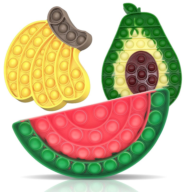 QETRABONE Fidget Sensory Bubble Stress Toy Fidget Push Toy for Adults Silicone Fidget Stress Toys for Autistic Adult Squeeze Toy Autism BananaAvocadoWatermelon - Image 3