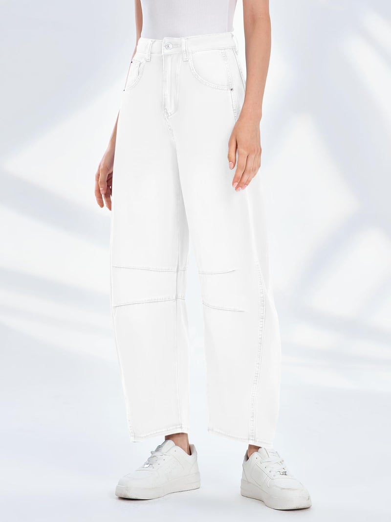 PLNOTME Women's Baggy Boyfriend Jeans Vintage Wide Leg Mid Rise Barrel Denim Ankle Pants - Image 3