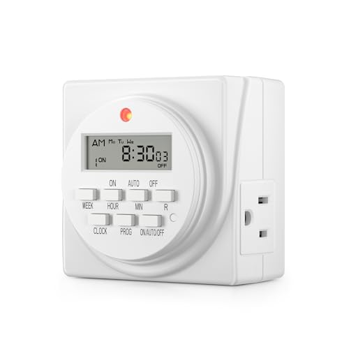 BN-LINK 7 Day Heavy Duty Digital Programmable Timer, 120V, 60Hz, Dual Outlet, Indoor, for Lamp Light Fan Security ETL Listed - Image 1