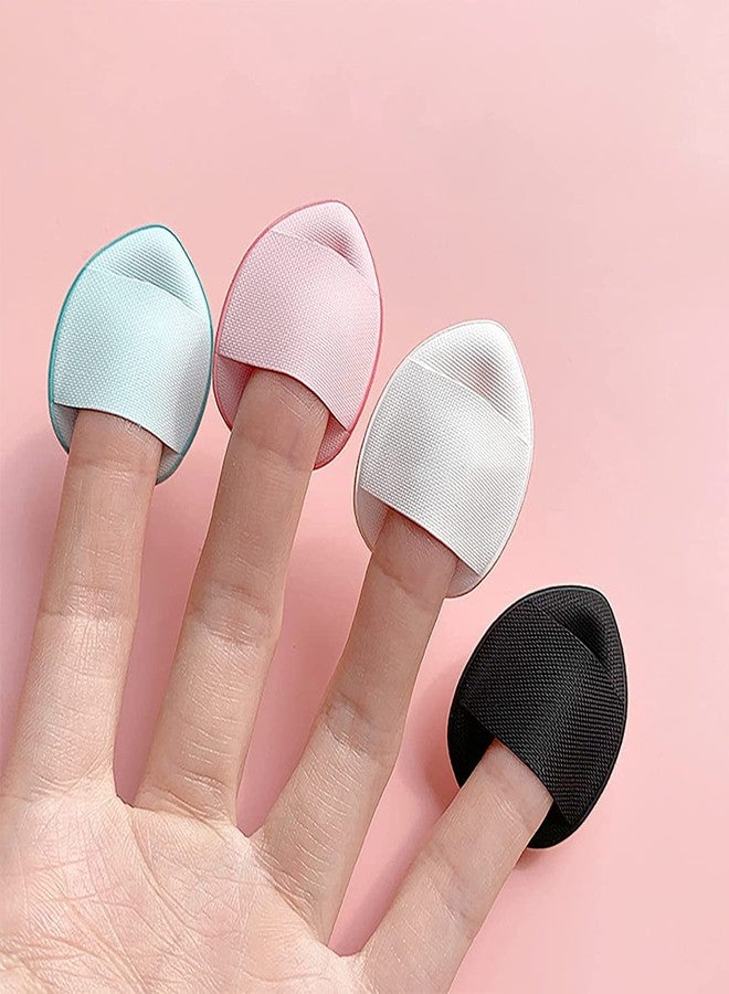 SKINPLUS Mini Finger Powder Puff 4 pcs Finger Makeup finger beauty blender Sponges, Mini Soft Cosmetic Finger Puff, Perfect for Foundation, BB Cushion, Cream, Concealer - Image 1