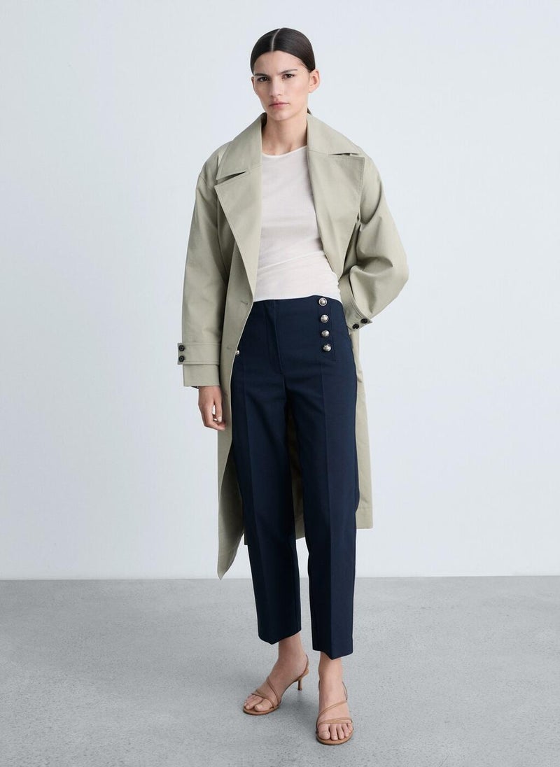MANGO - Jewel Buttons Straight Fit Pants - Image 1
