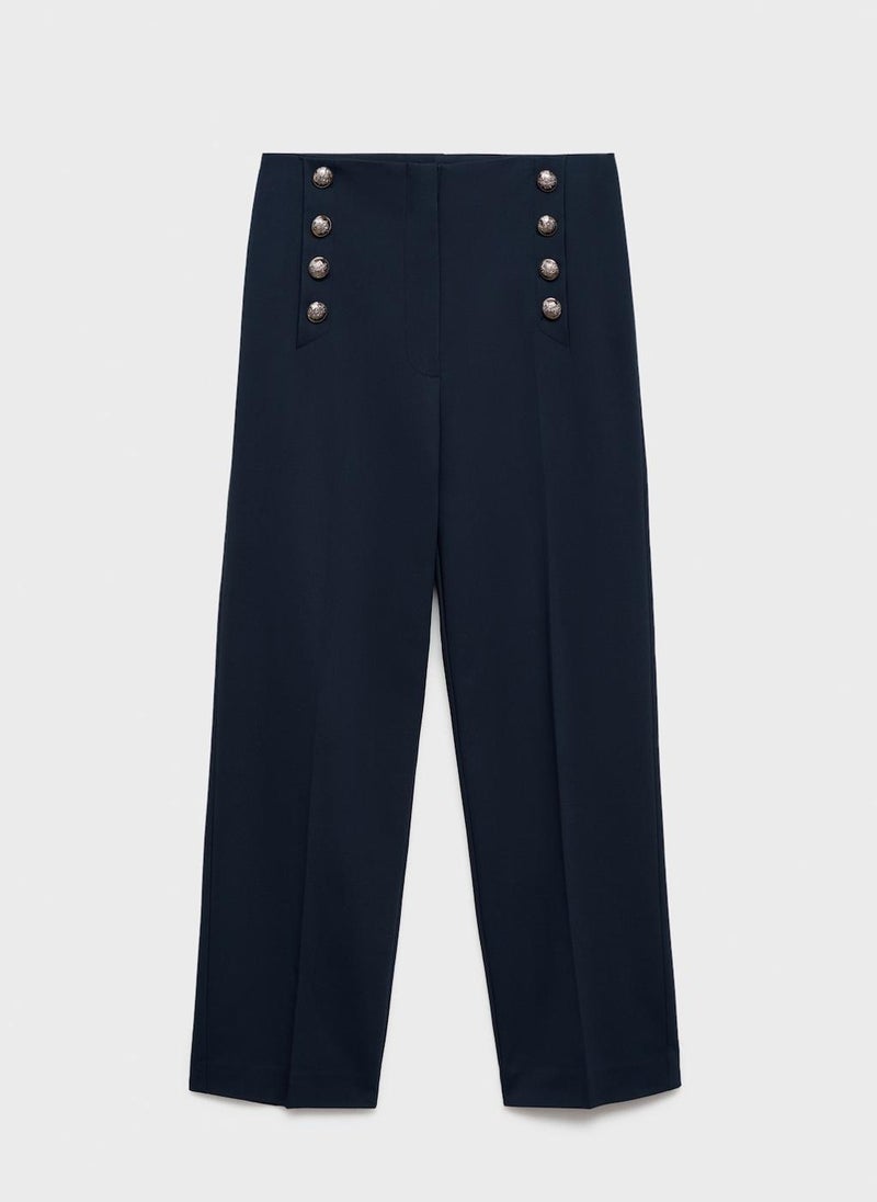 MANGO - Jewel Buttons Straight Fit Pants - Image 1