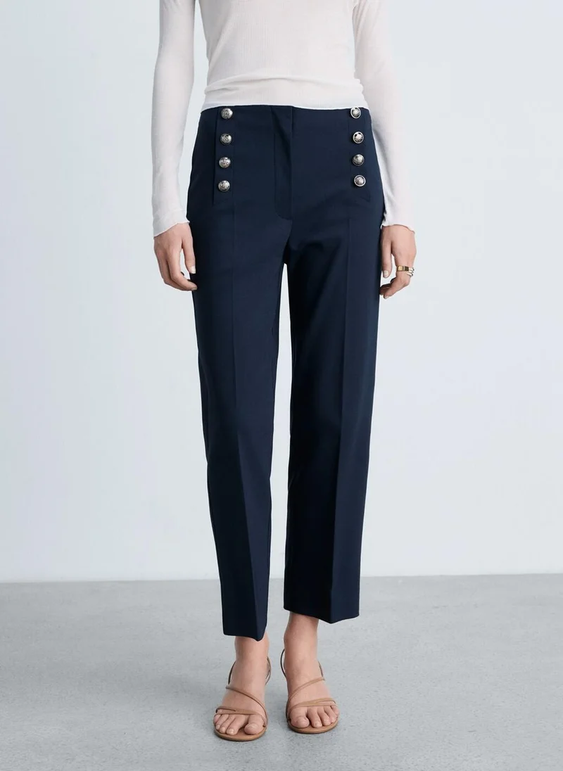 MANGO Jewel Buttons Straight Fit Pants