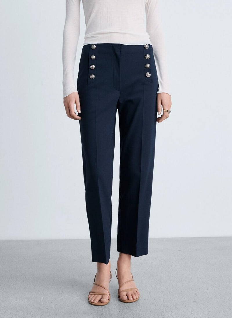 MANGO - Jewel Buttons Straight Fit Pants - Image 1