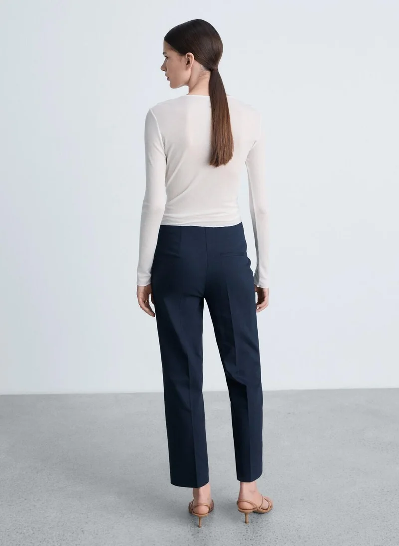 MANGO Jewel Buttons Straight Fit Pants