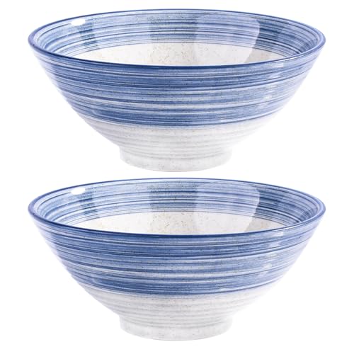 Whitenesser Japanese Retro Ramen Bowls Set of 4 Color Large 8 Inch Ceramic Bowl for Pho Dessert Snack Cereal Soup Noodle and Rice - Image 1