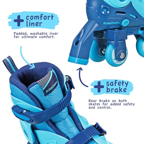 Roller Derby Switch Skates for Beginners 2 in 1 Adjustable Skates Convert from Learn Mode to Inline Skates for Toddlers Kids - Image 3