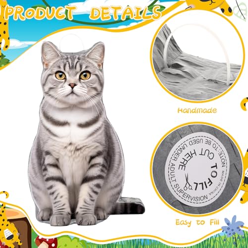 Sotiff Cat Piata Cat Party Piata Game Set Kitten Theme Piata Pet Birthday Decoration with Bat Stick Blindfold Mask for Kitten Theme Pet Birthday Party Piata Decoration SuppliesGray - Image 5