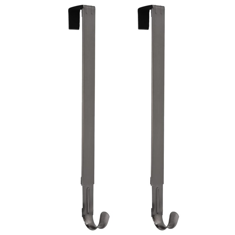 Haute Decor Adapt Adjustable Length Wreath Hanger - 2 Pack - Holds up to 20 lbs (Brushed Nickel) - Strong Over The Door Hook - Set of 2 Identical Adjustable Wreath Hangers - Image 1