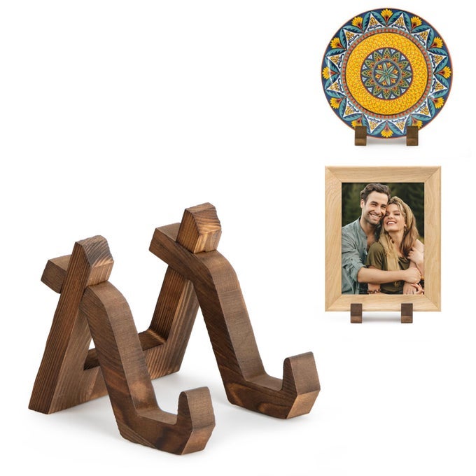 PLATE DISPLAY STAND 4 INCH PLATE HOLDER FOR DISPLAYING DECORATIVE PICTURE FRAME DISH PHOTO PLAQUE PLATTER WOOD STAND