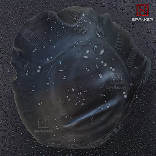 Spanker Unisex Swim Cap with 3D Ear Protection, Durable Flexible Silicone Swimming Hat for Short/Long Hair with Ear Plugs&Nose Clip, Black SSTP - Image 2