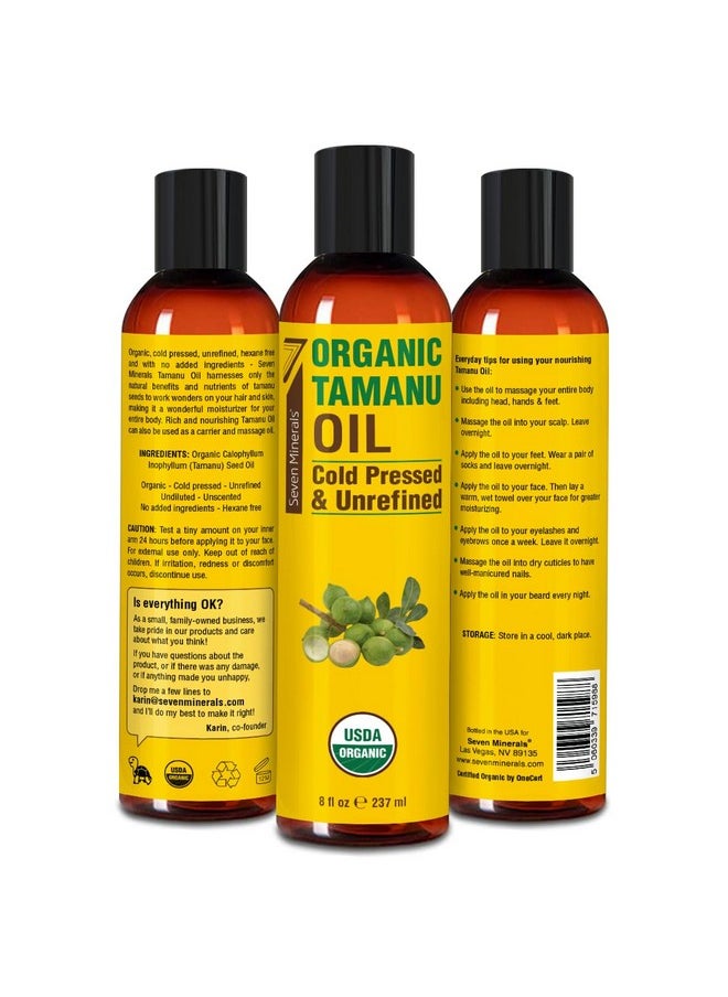 Seven Minerals Seven Minerals USDA Organic Tamanu Oil - Big 8oz (240ml) - Cold Pressed & 100% Pure Tamanu Oil Organic for Skin, Face, Hair, & Nails - GMO & Hexane Free Nutrient Dense Carrier Oil that Absorbs Easily  - Image 5