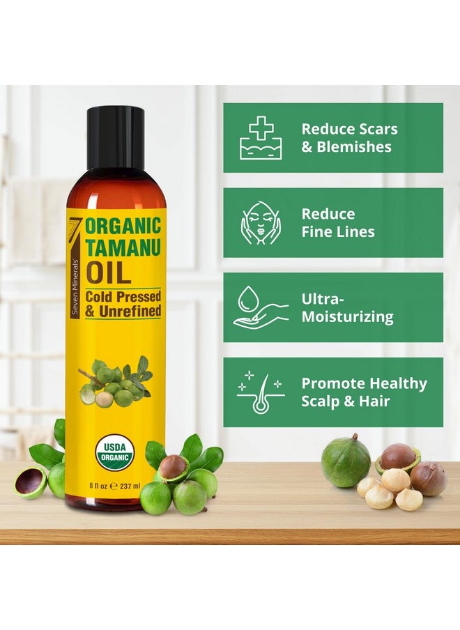Seven Minerals Seven Minerals USDA Organic Tamanu Oil - Big 8oz (240ml) - Cold Pressed & 100% Pure Tamanu Oil Organic for Skin, Face, Hair, & Nails - GMO & Hexane Free Nutrient Dense Carrier Oil that Absorbs Easily  - Image 3